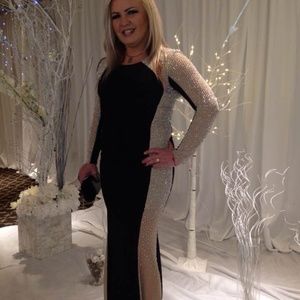 XSCAPE Rhinestone Illusion Gown